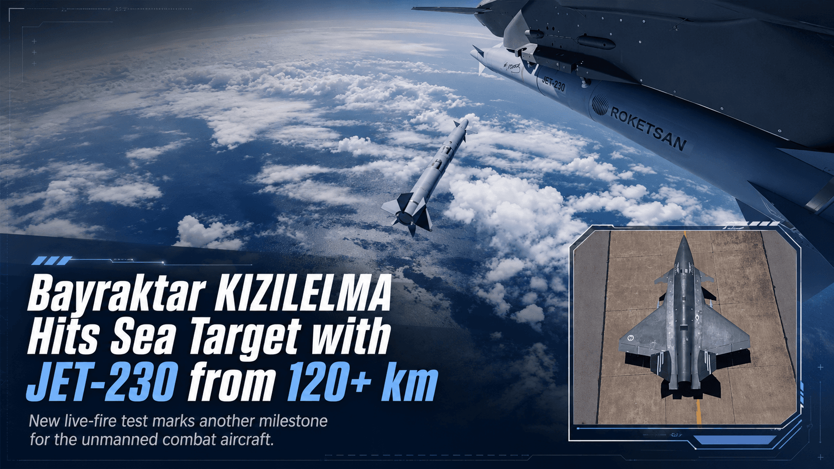 Bayraktar KIZILELMA Hits Target With JET-230 Missile