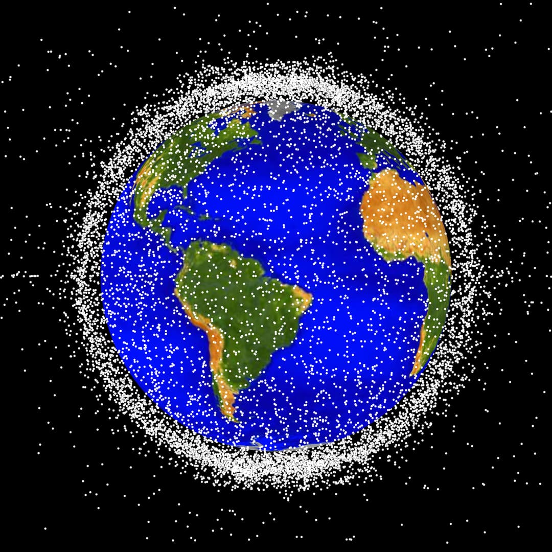 ISO 24113 space debris standard illustration of orbital debris around Earth