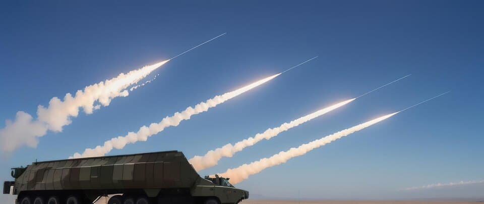 Concept image of interceptor salvo for hypersonic missile defence