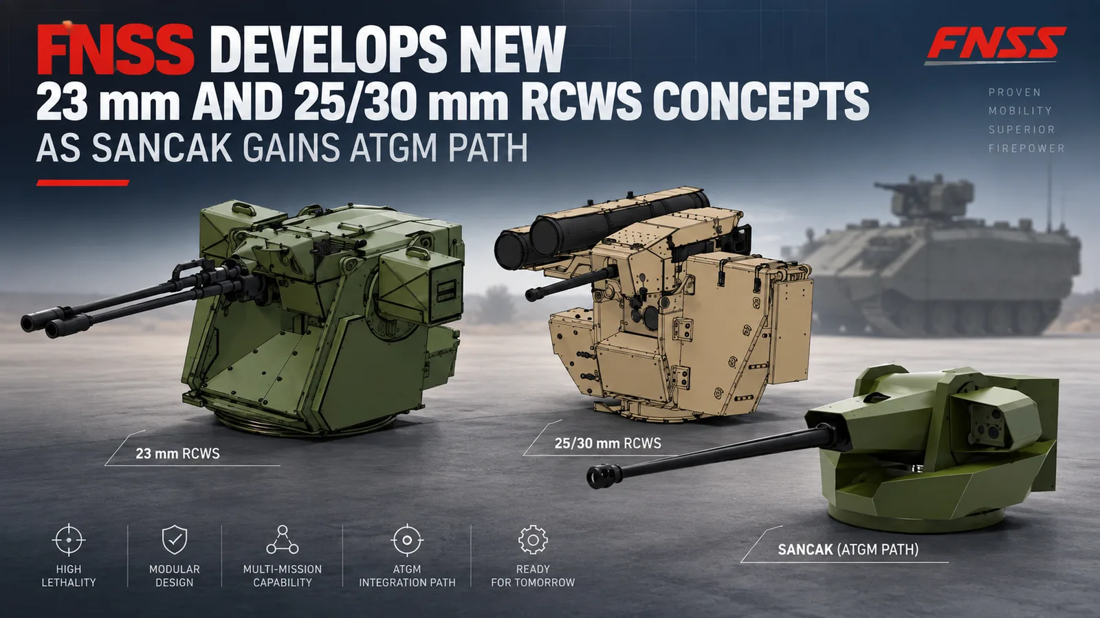 FNSS Develops New 23 mm and 25/30 mm RCWS Concepts as SANCAK Gains ATGM Path