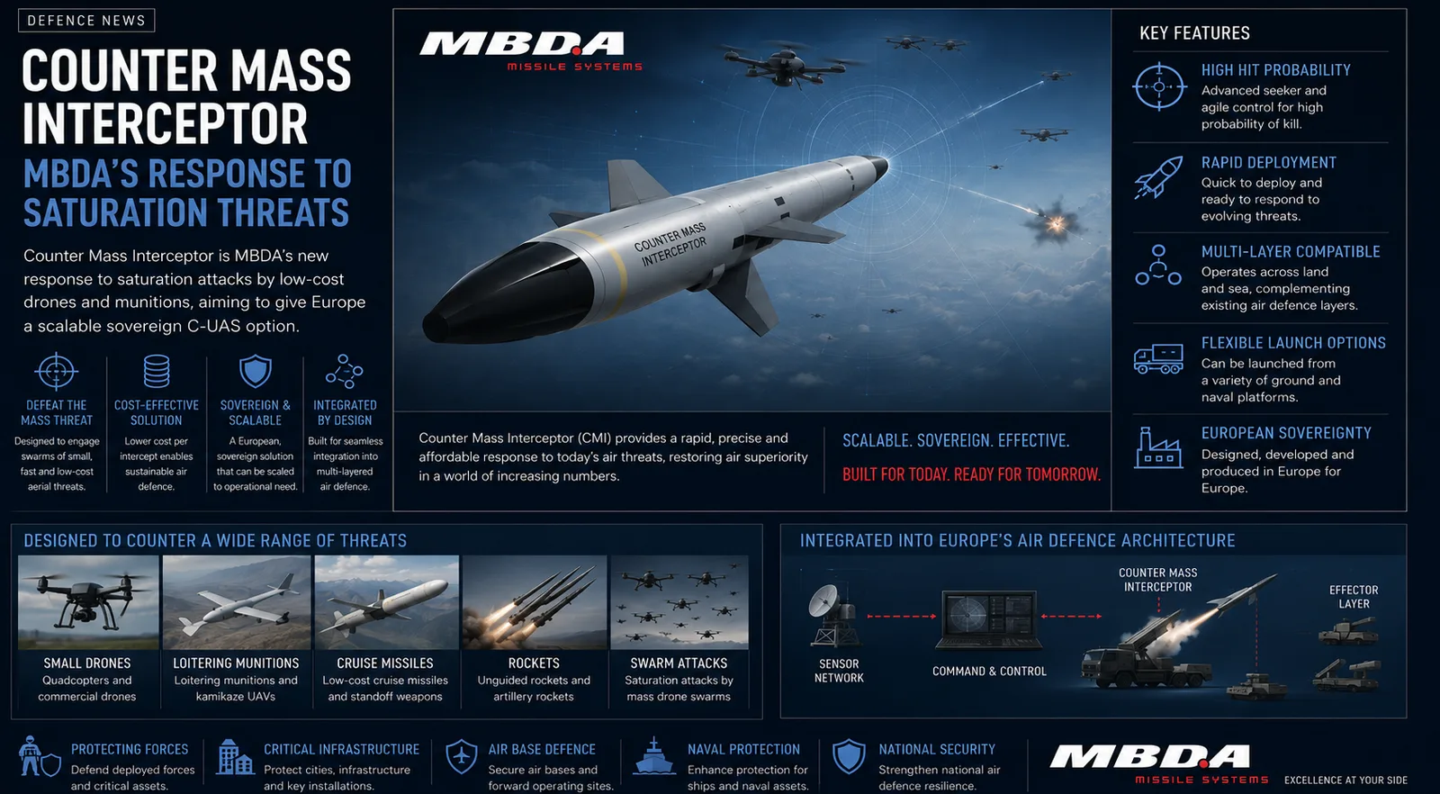 Counter Mass Interceptor Targets Drone Swarms