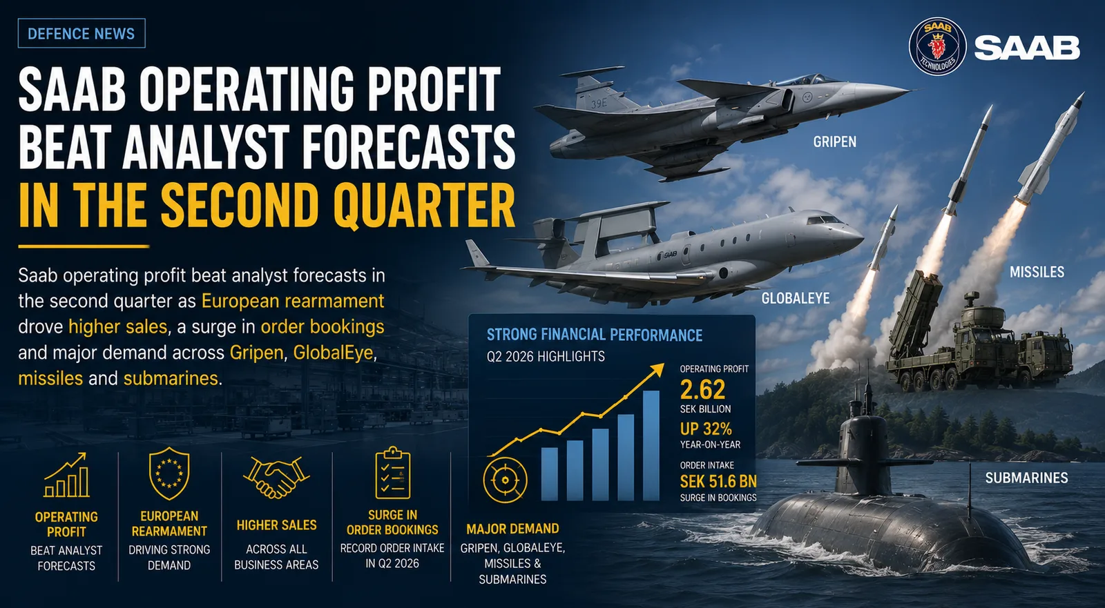 Saab Operating Profit Beats Forecast as Orders Surge