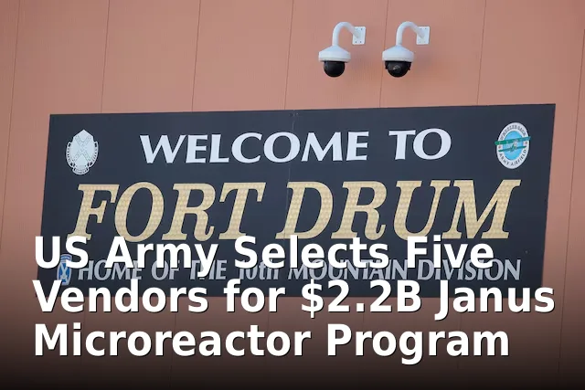 US Army Selects Five Vendors for $2.2B Janus Microreactor Program