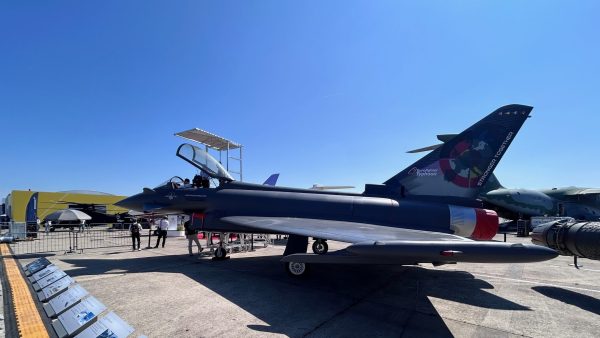 Eurofighter CEO Giancarlo Mezzanatto speaking at the Paris Air Show 2025 about Eurofighter export production growth