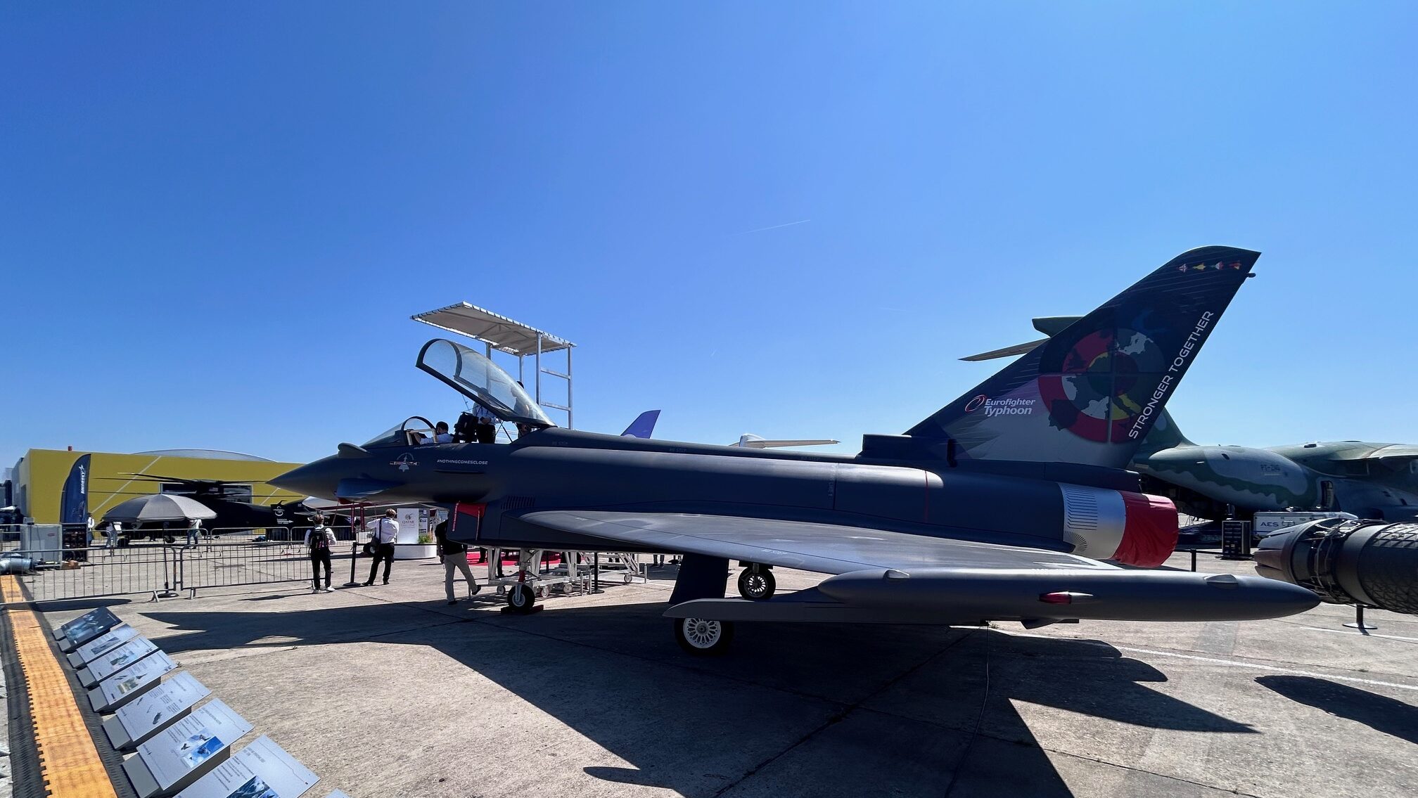 Eurofighter CEO Giancarlo Mezzanatto speaking at the Paris Air Show 2025 about Eurofighter export production growth