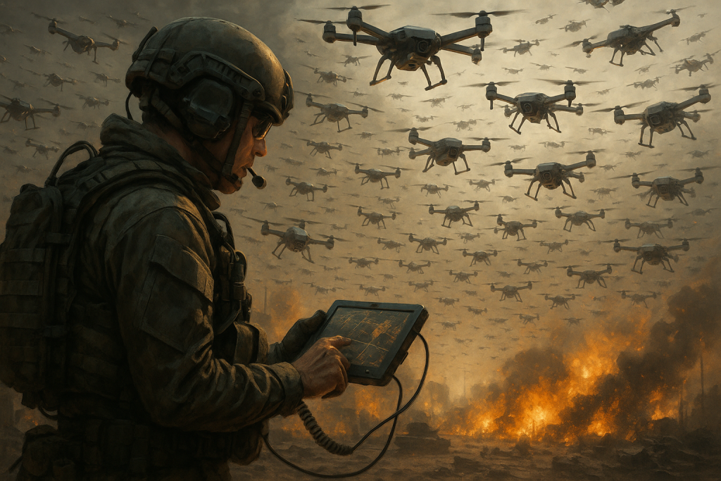 swarm of drones controled by an operator