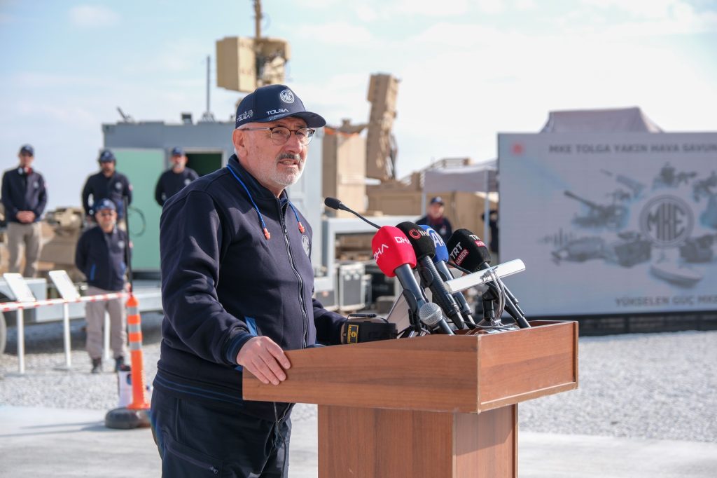 MKE TOLGA short-range air defence system vehicle close-up during testing